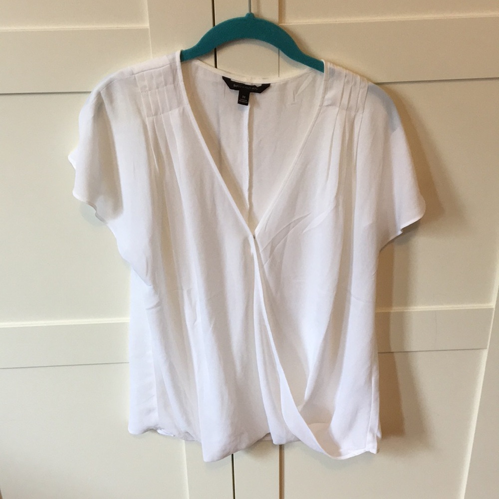 Banana Republic White Wrap Front Blouse